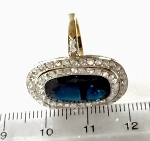 GIA 8.18TCW Antique French 18k PLATINUM natural Sapphire Rose Cut Diamonds ring - Picture 1 of 12