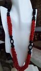 African Hand made Ebony wood and 100% Natural Coral necklace from Torre del Grec