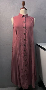 Tahari Dress Womens 8 Red Sleeveless Shirt Dress Button Front Maxi - Picture 1 of 9