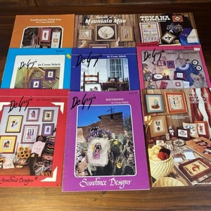 Native American Southwest Cowboy Cross Stitch Pattern Booklets Lot NINE Vintage - Picture 1 of 18