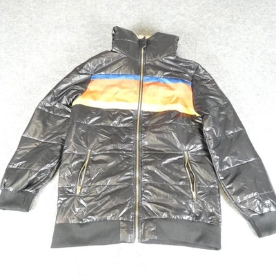 Chaqueta acolchada para mujer pequeña forrada de lana negra con capucha cremallera completa exterior invierno Foto 1 de 4