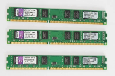 Kingston 12 GB (3x4GB) KVR1333D3N9K3/12G PC3-10600 DDR3-1333 RAM Flach (#21865) - Bild 1 von 2