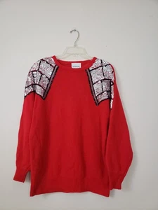 Vintage Just Maggie Sequin Sweater Women's Size M Angora Rabbit Hair Nylon Core - Picture 1 of 7