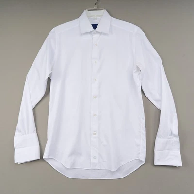 David Donahue White Shirt 16 34 35 Trim Fit Horizontal Rib French Cuff Formal - Image 1 of 4