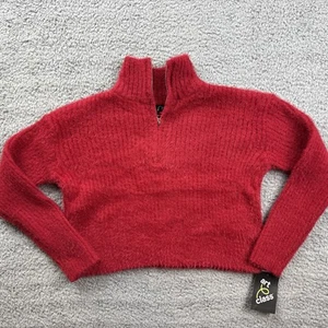 Art Class Girl's Size Medium (7-8) Ribbed Cozy Quarter Zip Sweater Red - Picture 1 of 7