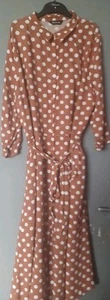 Julia Roberts Pretty Woman Brown Polka Dot Dress Size 20 - Picture 1 of 3