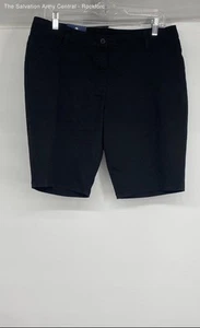 Izod Girls Black Flat Front Approved Schoolwear Easy Care Bermuda Shorts Size 15 - Picture 1 of 6