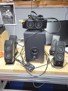Logitech X-540 5.1 Surround Sound Speaker System With Subwoofer & Remote TESTED - Picture 1 of 7