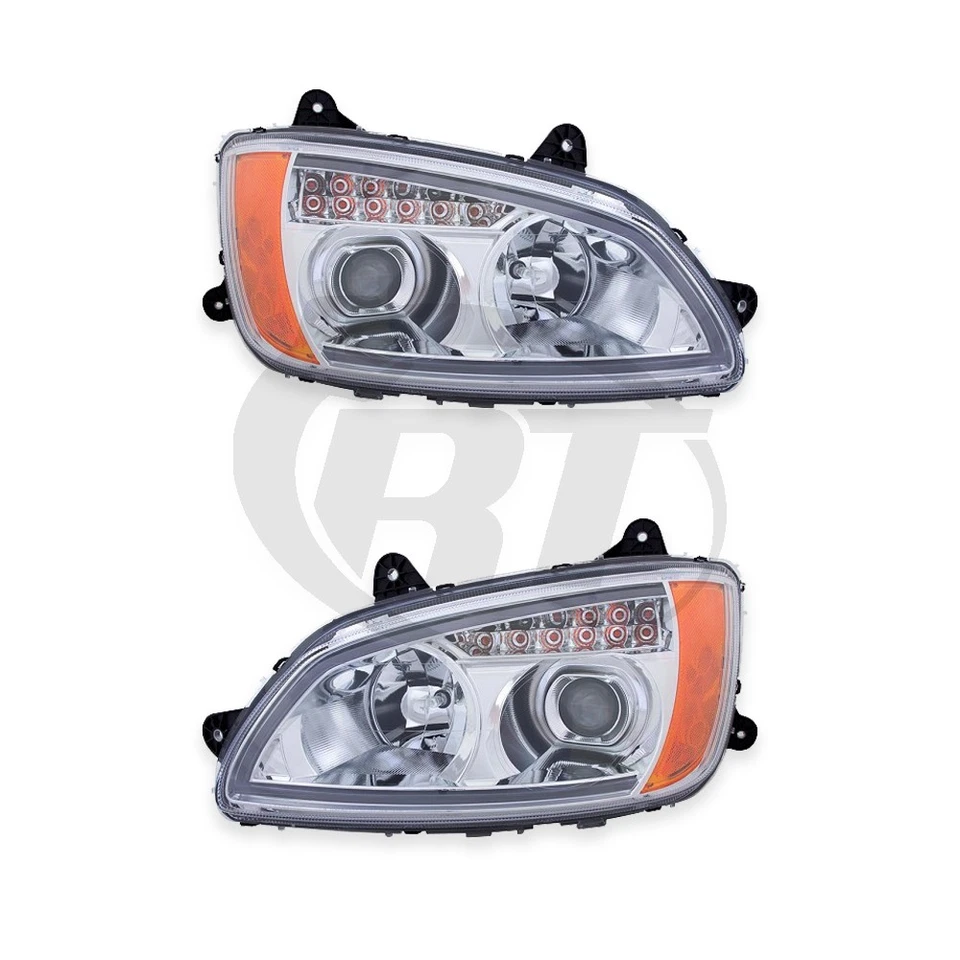 Juego de pares de faros delanteros para 08-08 Kenworth T-660 (cromo) izquierda derecha Foto 1 de 1