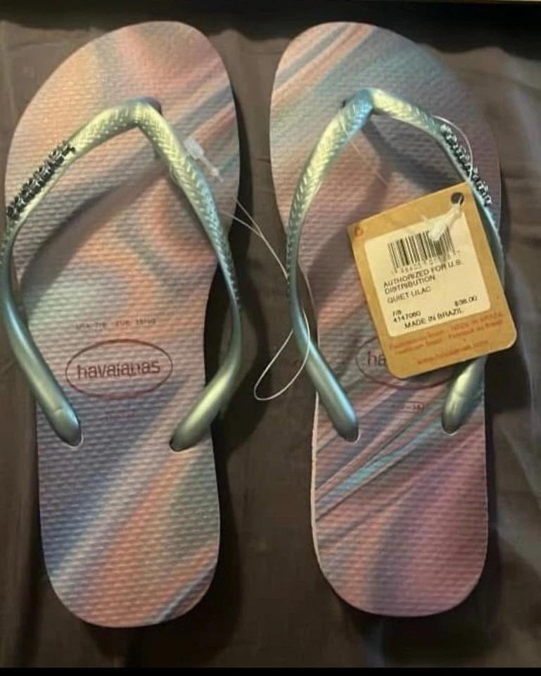 Havaianas Slim Iridescent 拖鞋 凉鞋 安静 紫丁香 紫色 女式 7/8 — 第 1/1 张图片