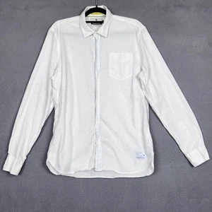 SCOTCH & SODA Shirt Mens Large White The Poolside Relaxed Speckled Button Up - Picture 1 of 18