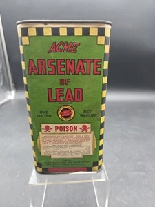 Acme Arsenate Of Lead Metal Tin Paper Label Early 1lb Detroit Michigan Container - Picture 1 of 7