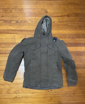 G-Star RAW Men’s Military Hooded Jacket – Army Green, Size XL - Image 1 of 4