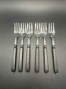 wmf cromargan stainless flatware Black Handle 6- Cake Dessert Forks - Picture 1 of 10