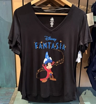 2025 Disney Parks Sorcerer Mickey cuello en V mujer Fantasia camiseta talla pequeña Foto 1 de 3