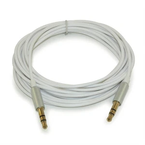 10ft EXTRA SLIM 3.5mm Mini-Stereo TRS Male to Male Gold Plated Cable Whit - Picture 1 of 3