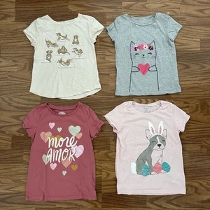 4 Pc Lot Gap Carter’s OshKosh Lot Girls Medium 7 Short Sleeve Tops T-Shirts GUC! - Picture 1 of 19