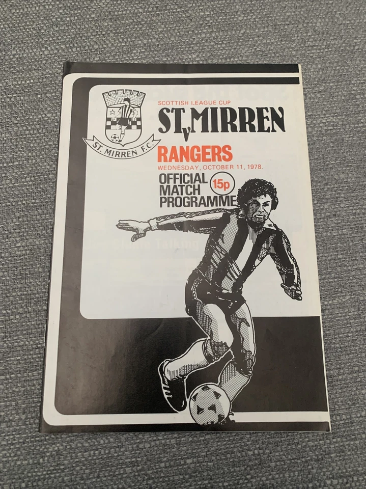 06/ Scottish Cup St Mirren v Rangers 11.10.1978 - Image 1 of 1