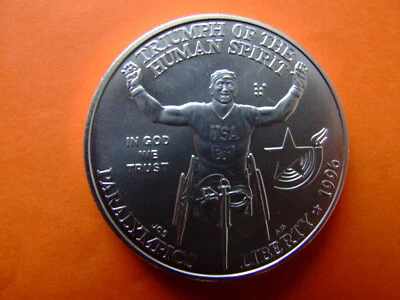 1996 D Wheelchair Olympic Games Silver Dollar BU - Image 1 of 2