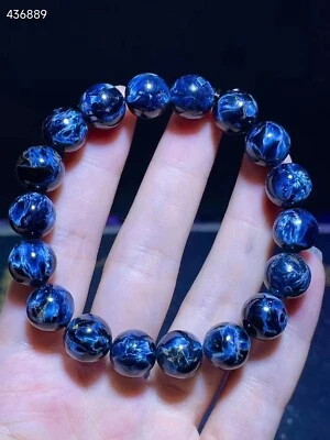 Brazalete de curación de cuentas redondas de piedra azul pietersita natural genuina AAAA 11 mm Foto 1 de 4