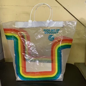 Vtg FTD PICK ME UP BOQUET Bag Tote Plastic Handles Rainbow Duro Bag Pride - Picture 1 of 8