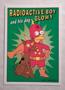 1993 SkyBox The Simpsons Radioactive Man #R5 Matt Groening Bongo Card Glowy Boy