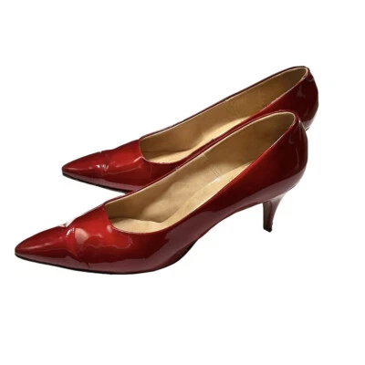 50s Red Patent Leather Pumps Puccini VLV Pinup Heels Shoes Rome NY Box Vintage - Image 1 of 4