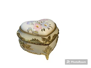 Vintage Blumen Herz Spieluhr Emaille Schmuck Oma Landhaus Kern TAJ Made in Japan - Bild 1 von 19