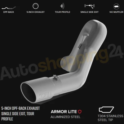 MBRP Armor Lite 5" DPF-Back Exhaust for 2013-2018 RAM 2500/3500 6.7L Cummins - Изображение 1 из 2