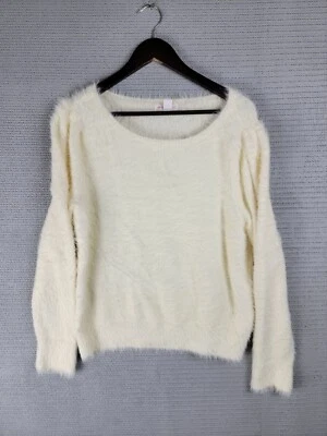 Joe Fresh Jillian sweater size large long-sleeve nylon fluffy soft cream - Image 1 of 4