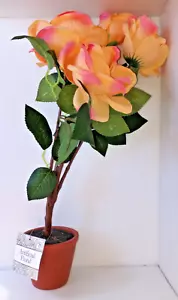 Clay Pot Table Top with Peach Artificial Roses 19X4X4 - Picture 1 of 1