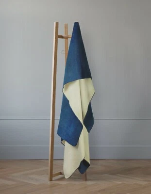 EXTRA LARGE SOFT & WARM ALPACA WOOL BLANKET 76x91" NAVY BLUE SOLID PATTERN - Image 1 of 4