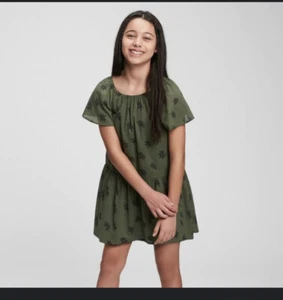 Kids Gap Dress Olive Green Flutter Sleeve Size Medium - Picture 1 of 3