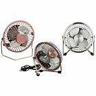 4" Mini USB Powered Desk Fan - White, Black, Chrome, Antique and Rose Gold 