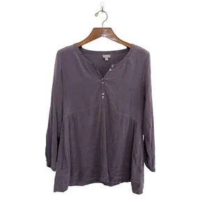 J. Jill 100% Silk Dusty Purple Peasant Blouse Tunic Women’s Size Medium Petite - Picture 1 of 11