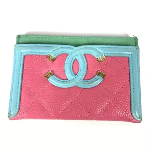 CHANEL CC CC Mark filigree Business Card Holder Pass Case Card Case - Picture 1 of 8