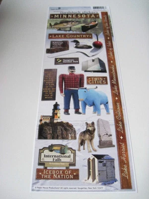 PAPER HOUSE PRODUCTIONS Scrapbooking Stickers Paper House 13" Minnesota Paul Bunyon Split Rock Walleye