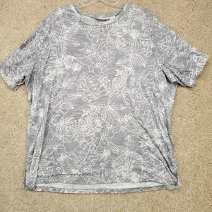 Cathy Daniels Women's Grey Floral Print Shirt Size 2X Polyester Blend - Picture 1 of 10