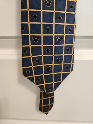 Corbata Walt Disney World Vintage Oculta Mickey Azul Marino 100% Seda Foto 1 de 4