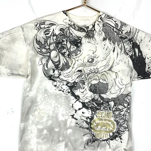 T-shirt Ecko Unltd taglia XL bianca made in Usa stampa all over rinoceronte Mma Y2K - Foto 1 di 9