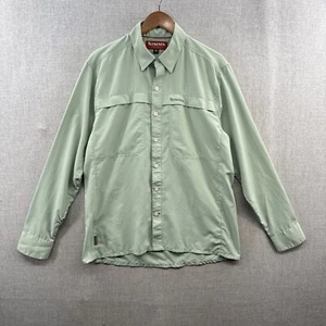 Simms Fishing Shirt Mens Medium Green Guide Series Pockets Long Sleeve Button Up - Imagen 1 de 15