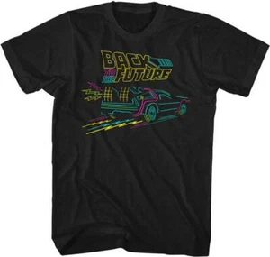 Back to The Future Movie 80s Neon Synthwave DeLorean 88 MPH Men's T Shirt  - Picture 1 of 3