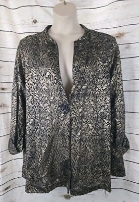 Chaqueta de encaje con textura dorada Ali Miles 2X Lagenlook artística para mujer botón Foto 1 de 4
