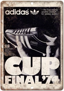 1974 Adidas World Cup Soccer Cleates Ad 12" x 9" Reproduction Metal Sign ZE39 - Picture 1 of 1