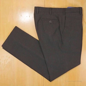 Pantalones delanteros planos de lana texturizada gris carbón VALENTINI UE 50 33"" Italia KS01 - Imagen 1 de 8