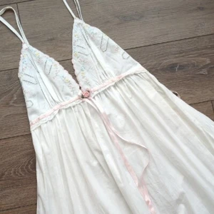 Priamo White Cotton Nightgown Dress - Floral Embroidery Lace Lingerie Nightie L - Picture 1 of 16