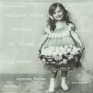 4x Servilletas de Papel Individuales para Decoupage y Fiesta Vintage Niña de Pascua con Huevos - Imagen 1 de 2