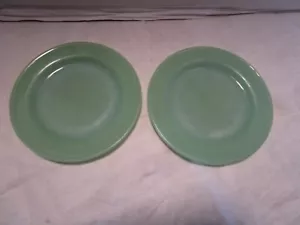 Vintage Jadeite Fire King Restaurant Oven Ware 2 Plates 6.75” 1950’s - Picture 1 of 6