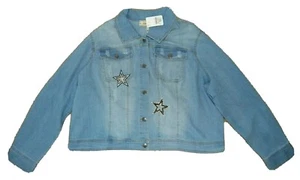 Sheryl Crow Star Embroidered Sequin Distressed Denim Jacket Blue-Size 3X-NWT-$98 - Picture 1 of 5