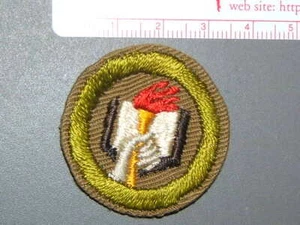Boy Scout Merit Badge Scholarship narrow tan circa '36-46 4347M - Picture 1 of 1